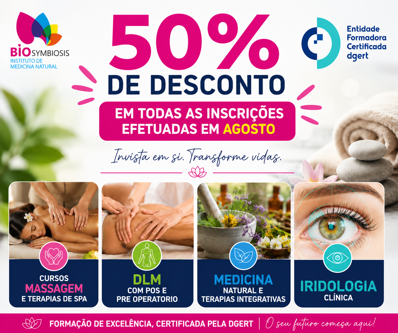 Inscrições em agosto com 50% desconto